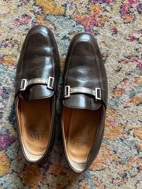 Bally Dark Brown Leather Bit Slip-On Loafers